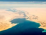 Aerial view of the Suez Canal.