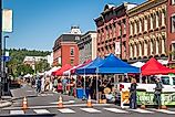Farmers' Market is on State Street and Main in Montpelier, Vermont. Image credit Phill Truckle via Shutterstock
