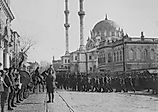 British troops marching by Nusretiye Mosque in Istanbul in 1920. 