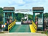 Green gate for Chester-Hadlyme Ferry in Chester, Connecticut. Rachel Rose Boucher / Shutterstock.com