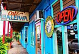 Colorful stores in small town Haleiwa. Image credit Christian Mueller via Shutterstock.