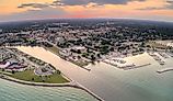 Aerial view of Sheboygan, Wisconsin.