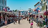 The lively downtown area of Mackinac Island, Michigan. Image credit Michael Deemer via Shutterstock