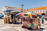 The central square of Nazare Sitio on the hill with its tourists and street vendors (Credit: Pierre-Olivier via Shutterstock)