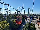 A scenic chairlift passes between the many major roller coasters of Cedar Point. Image credit: Andrew Douglas