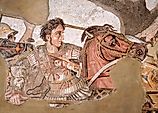 Alexander depicted in an ancient Roman mosaic.