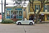 Cozy downtown street in Ocean Springs, Mississippi.