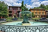 The fountain in front of St. James Court in Old Louisville, Kentucky. Shutterstock.com