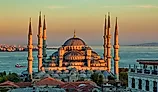 Early 17th century, Ottoman-era Sultan Ahmed Mosque (the Blue Mosque) in Istanbul, Turkey.