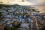 Aerial drone view of Atlantic Highlands, New Jersey.