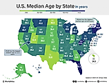 infographic showing median age by US state