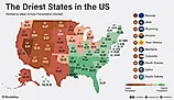 infographic showing the US state by dryness