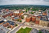 Aerial view of Fort Dodge, Iowa, in summer.