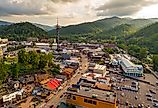 Aerial view of Gatlinburg, Tennessee. Editorial credit: Bilanol / Shutterstock.com