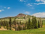 View of the Brian Head Mountain near the town of Brian Head in Utah.