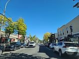 A street shot along the main drag of Wolfville NS, which is home to Acadia University.