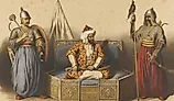 Osman, an independent Emir, on his Takht. Via Wikimedia Commons/Milli Kütüphane, Public Domain.