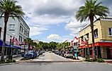 Street view of downtown Mount Dora, Florida. Editorial credit: JennLShoots via Shutterstock.com