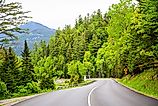 Road through the Adirondack Mountains in New York.