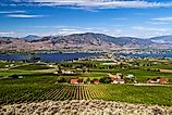 View of the small town of Osoyoos and Osoyoos Lake in British Columbia.