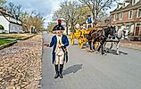 Actor dressed as Major General Marquis De Lafayette in downtown colonial Williamsburg, Virginia. Image credit: Stuart Monk / Shutterstock.com.
