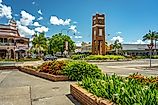Grafton, New South Wales, Australia - Feb 10, 2023: Historical town centre clock tower