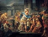Alexander Cuts the Gordian Knot by Jean-Simon Berthélemy (1767)