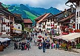 The market place in the centre of Gruyeres, Switzerland. Editorial credit: Haidamac via Shutterstock.com