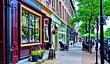 Street view at Skaneateles, a charming lakeside hideaway oozes small-town life. Editorial credit: PQK / Shutterstock.com