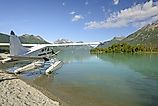 Float Plane on Crescent Lake in Lake Clark National Park in Alaska. 