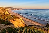A panoramic view of Crystal Cove State Park beach in Orange County. 