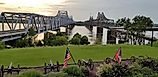 Two bridges crossing the Mississippi River in Vicksburg, Mississippi.
