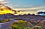 Famous Badlands Loop Road in Badlands National Park, South Dakota. 