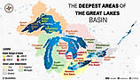 infopgraphic showing the deepest areas of the great lakes basin
