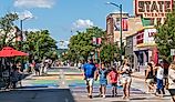 Busy Front Street in downtown Traverse City, Michigan. Editorial credit: Heidi Besen / Shutterstock.com