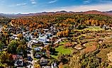 Aerial view of Stowe, Vermont.