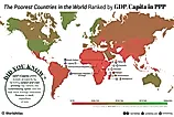 a map showing the poorest countries in the world