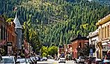 Main street with it's turn of the century brick buildings in the historic mining town of Wallace, Idaho. Editorial credit: Kirk Fisher / Shutterstock.com