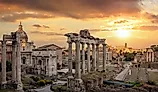 Roman Forum at sunset in Rome, Italy. 