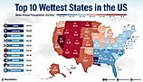 infographic showing the 10 wettest states in the US