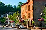 CHAGRIN FALLS, OH: North Main Street in Chagrin Falls is lined with popular shops and restaurants that maintain a vintage charm in this Cleveland suburb.