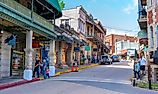 Downtown Eureka Springs, Arkansas, home to a haunted hotel.