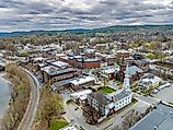 Aerial photo of the town of Brattleboro, Vermont. Editorial credit: SEALANDSKYPHOTO / Shutterstock.com