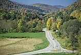 An open road on scenic Route 100 near Stockbridge, Vermont