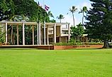 View of the campus of the University of Hawaii at Manoa, a public university located in Honolulu, Oahu, Hawaii. Image credit EQRoy via Shutterstock.
