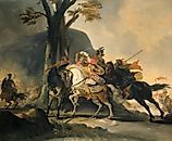 Alexander the Great in the battle against the Persians at the Granicus. Illustration by: Cornelis Troost.