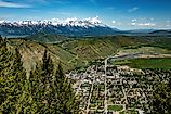 Aerial view of Jackson, Wyoming. Via Adobestock / Betty Rong