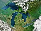 aerial view of the Great Lakes in North America