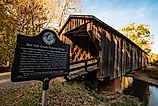 Historic Red Oak Creek Covered Bridge. Image by JNix via Shutterstock. 