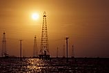 Petroleum drilling in Lake Maracaibo, Venezuela. 
